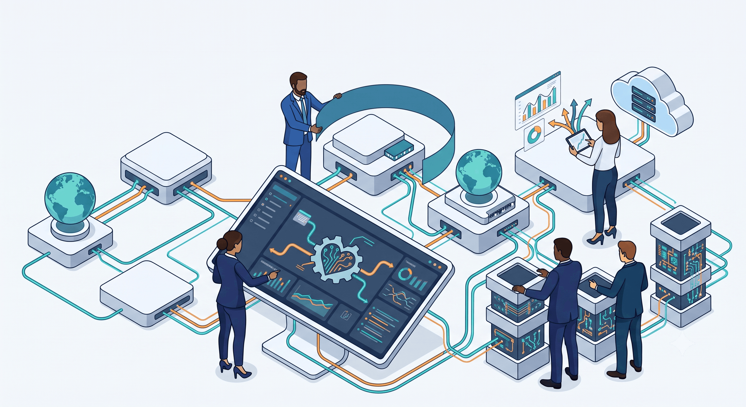 Integrated enterprise technology ecosystem illustration