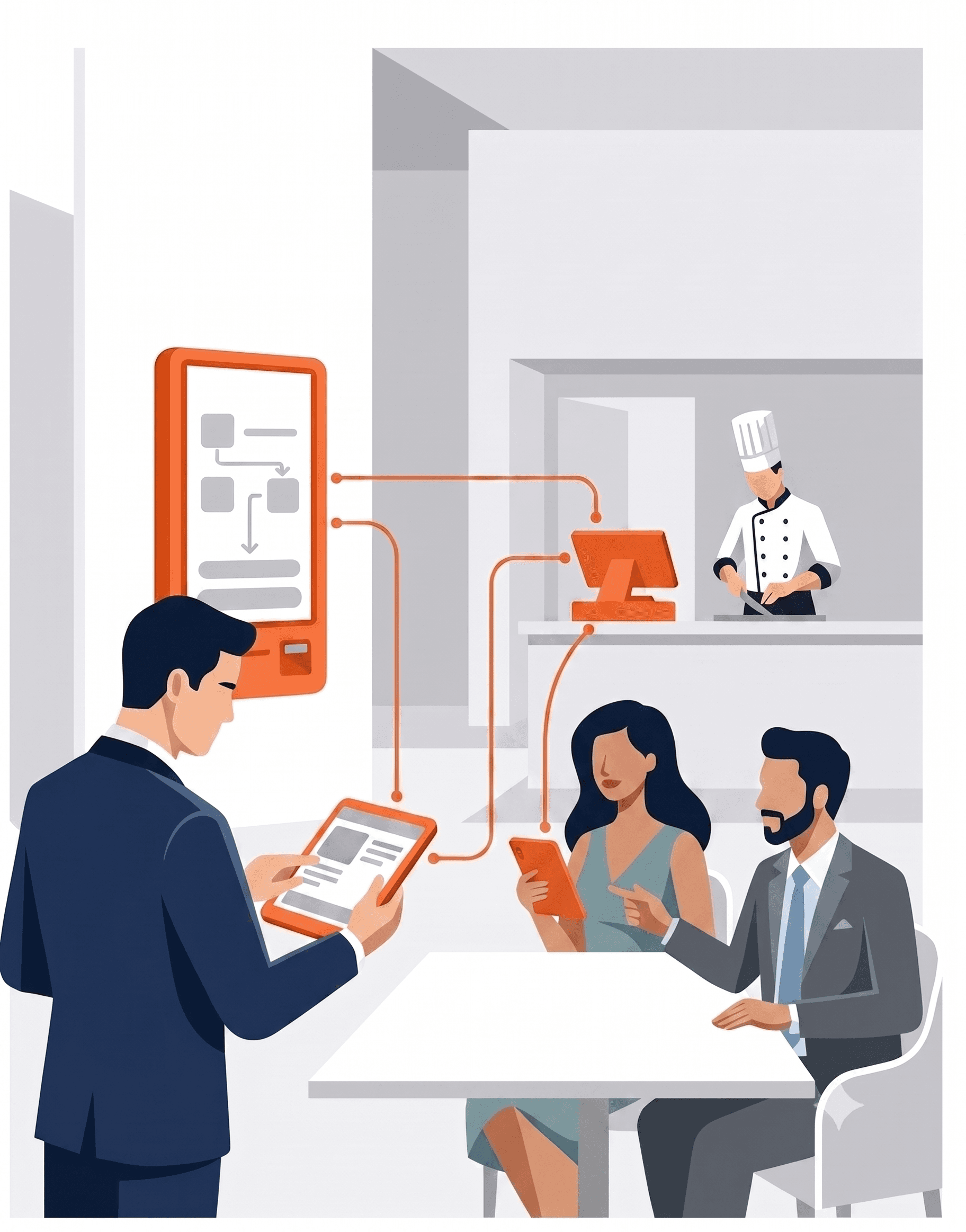 Connected restaurant operations illustration
